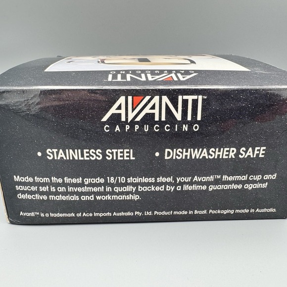 Vtg Avanti Double Walled Stainless Steel Cappuccino 3 Piece Set- Aussie‎ Navy - Picture 4 of 7